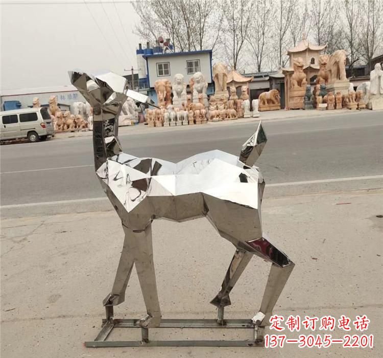 河南不锈钢几何小鹿雕塑精美艺术品