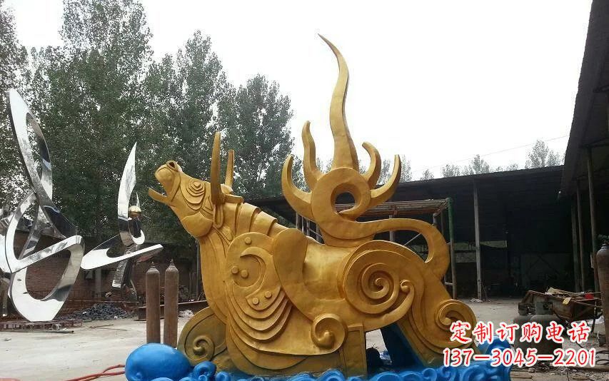 河南不锈钢金牛卧波雕塑——传承文化的艺术瑰宝