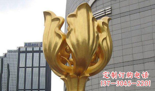 河南不锈钢紫荆花雕塑传承中国文化