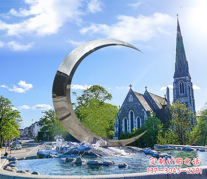 河南不锈钢景观月亮雕塑精美绝伦
