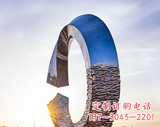 河南不锈钢景观圆环雕塑环绕自然之美