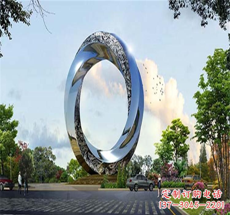 河南不锈钢圆环雕塑美丽的空间装饰