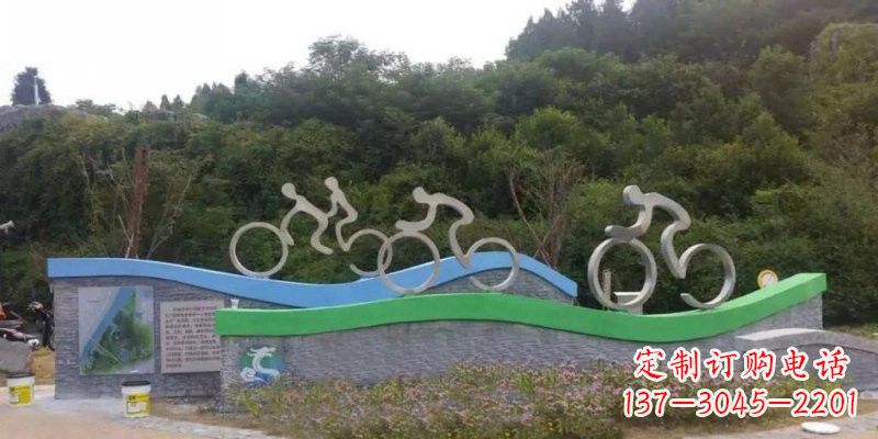 河南不锈钢自行车雕塑——给景区增添一抹绚烂