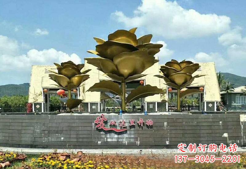 河南不锈钢玫瑰雕塑美丽的艺术品