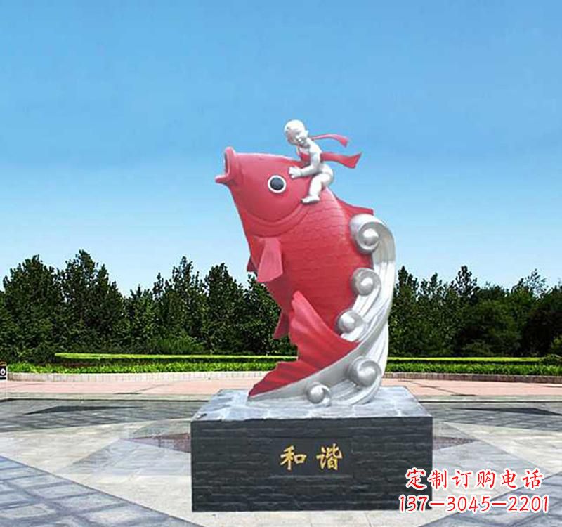 河南不锈钢鲤鱼动物雕塑