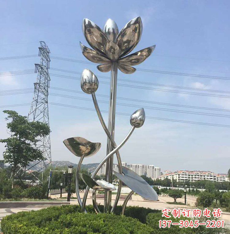 河南不锈钢莲花雕塑美丽的象征