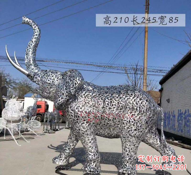 河南不锈钢镂空大象雕塑精美绝伦的艺术品