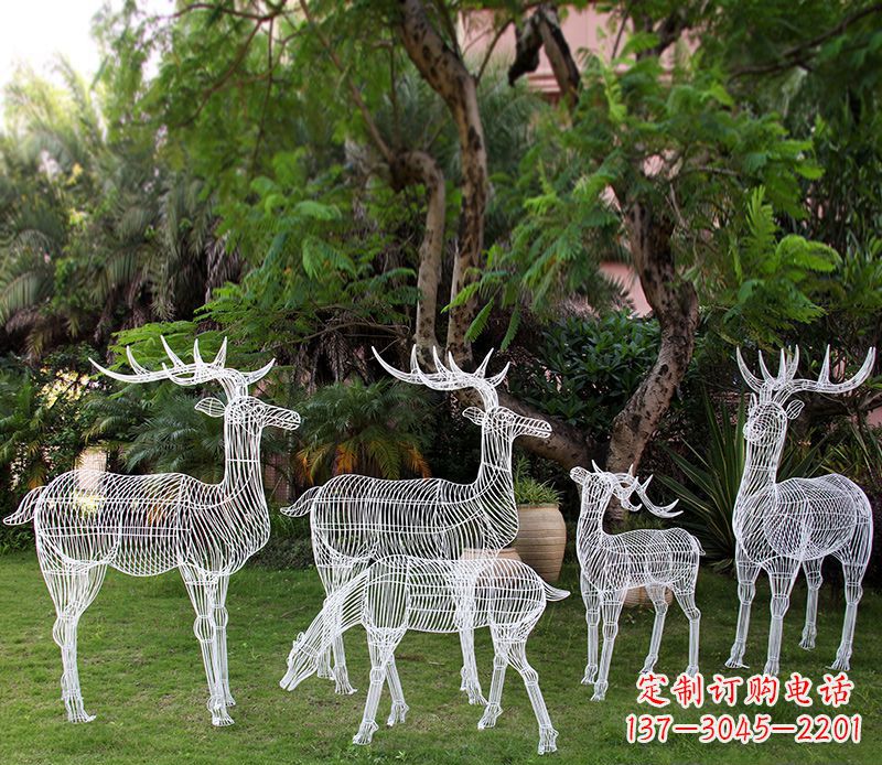 河南精美的不锈钢镂空梅花鹿雕塑