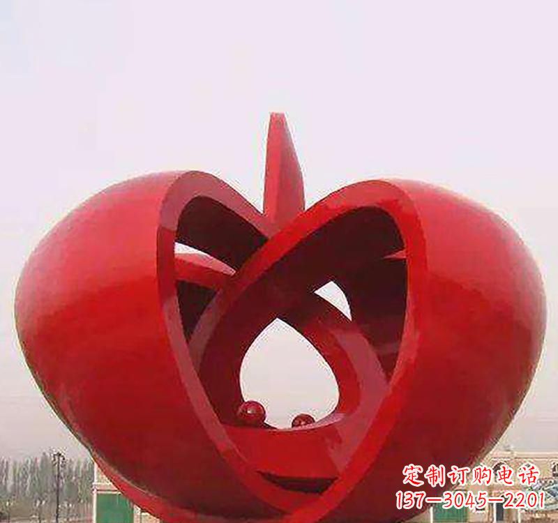 河南不锈钢镂空苹果雕塑精致美观的艺术品