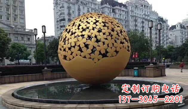 河南不锈钢镂空球喷泉雕塑——精致美观