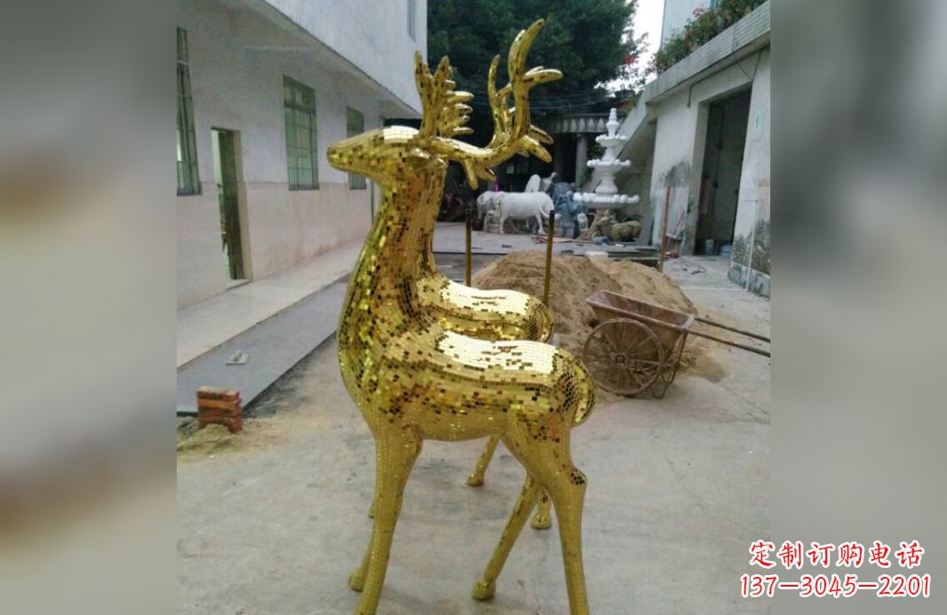 河南不锈钢鹿公园动物雕塑