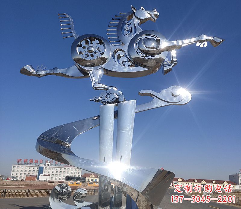 河南不锈钢马踏飞燕雕塑 (2)