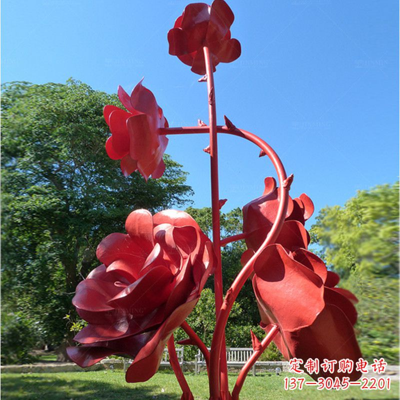 河南不锈钢玫瑰花雕塑景观摆件