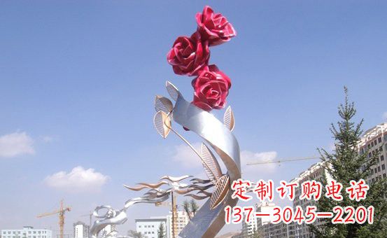 河南不锈钢玫瑰雕塑精致的艺术之美