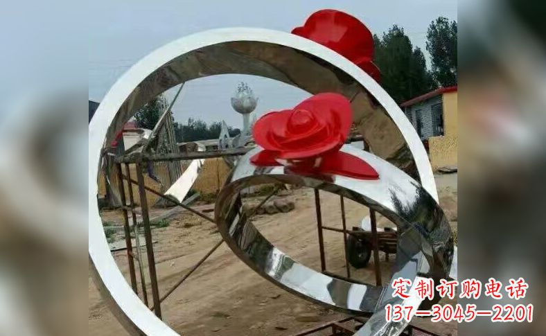 河南不锈钢玫瑰花戒指雕塑