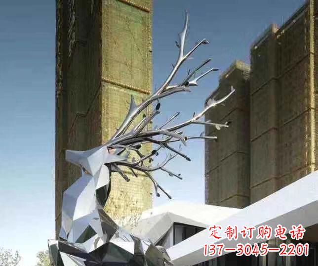 河南不锈钢梅花鹿雕塑 群鹿雕塑 城市景观动物雕塑