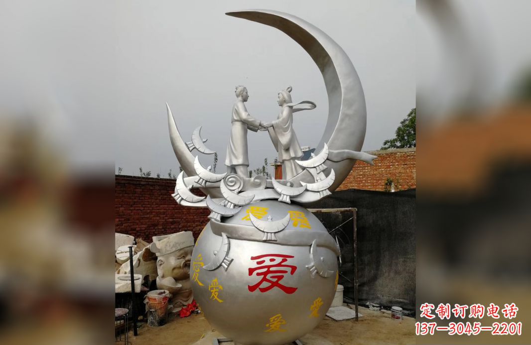 河南不锈钢牛郎织女雕塑爱情永存