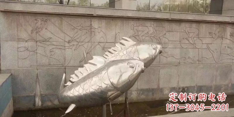 河南不锈钢鲤鱼雕塑精美的艺术品