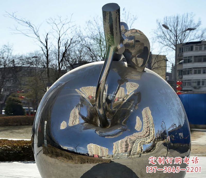 河南不锈钢苹果镜面雕塑
