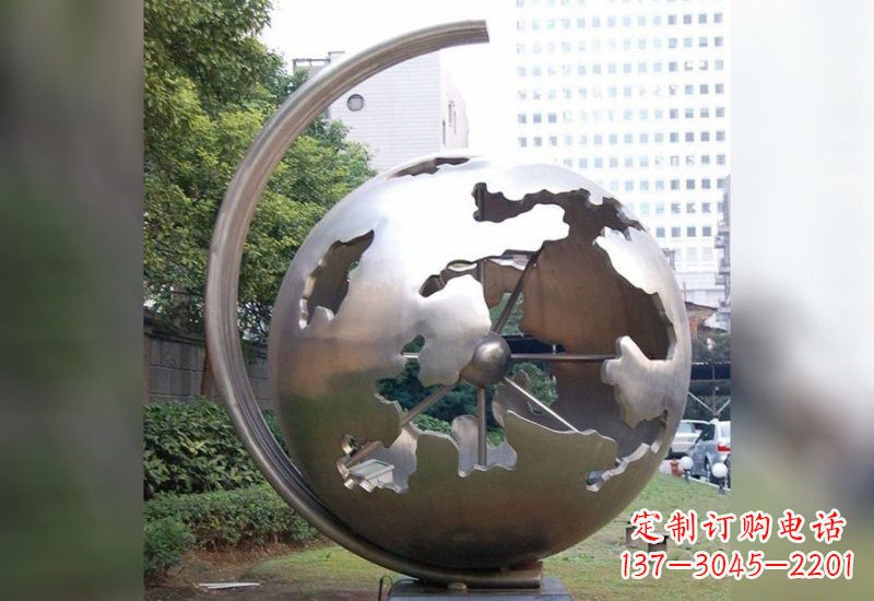 河南不锈钢企业抽象地球仪雕塑