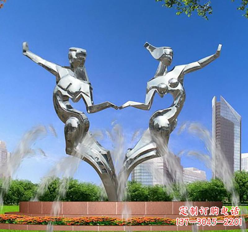 河南不锈钢情侣雕塑浪漫永恒的象征