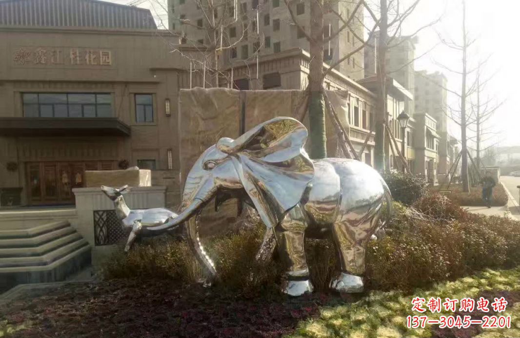 河南不锈钢售楼部动物大象雕塑