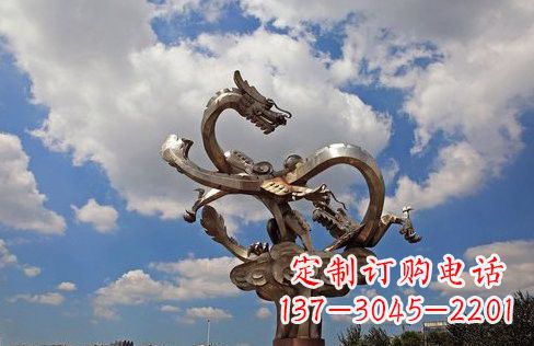河南不锈钢双龙戏珠雕塑——千古传说的艺术瑰宝