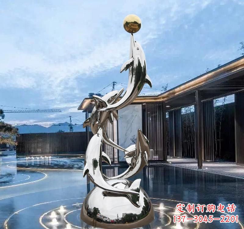 河南海豚的优雅身姿——不锈钢水景雕塑