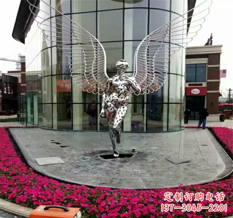 河南不锈钢天使雕塑传递着爱的美丽