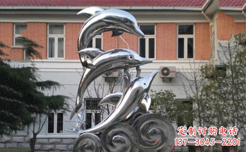 河南不锈钢跳跃海豚雕塑