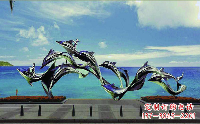 河南不锈钢海豚广场雕塑——精致而又活泼