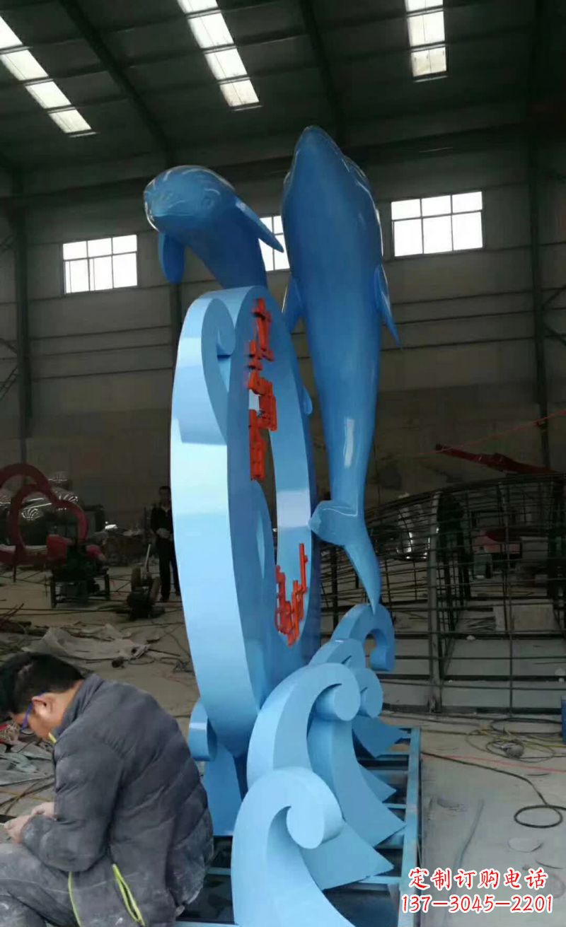 河南不锈钢海豚雕塑精致优雅的艺术品