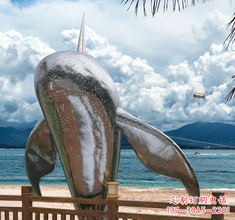 河南不锈钢跳跃鲸鱼雕塑