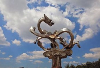 河南不锈钢双龙戏珠雕塑——千古传说的艺术瑰宝