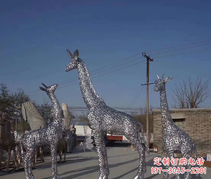 河南不锈钢镂空雕塑长颈鹿