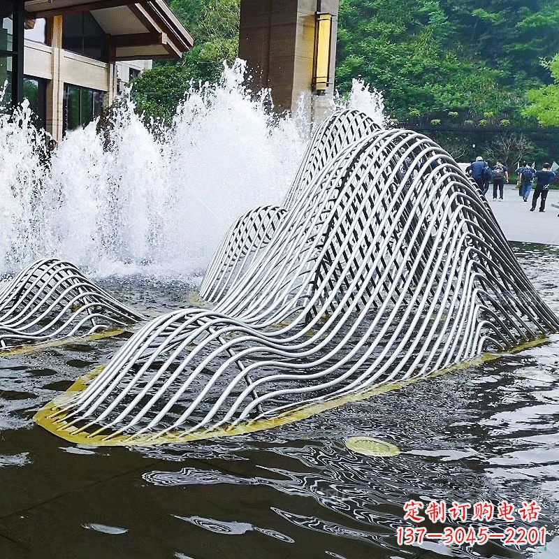 河南不锈钢网格制作的假山雕塑