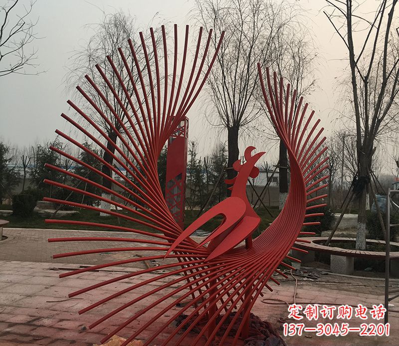 河南不锈钢网状凤凰雕塑精美的艺术之作