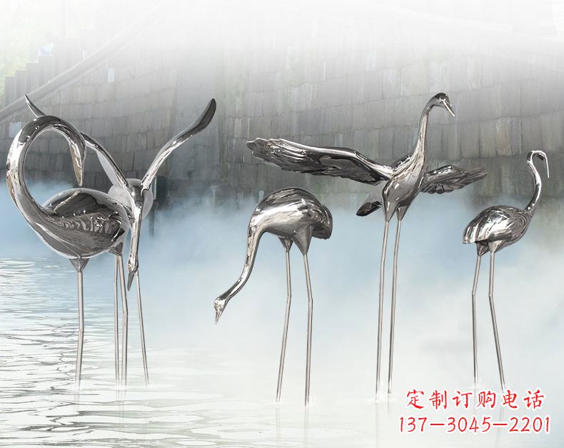 河南不锈钢仙鹤飞鸟雕塑传承传统文化