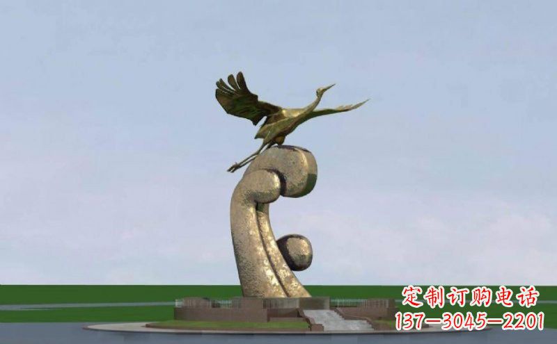 河南不锈钢仙鹤飞翔雕塑 (2)