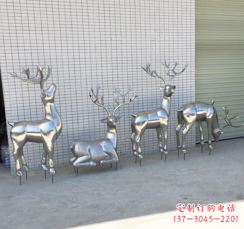 河南不锈钢梅花鹿雕塑传承美丽的自然