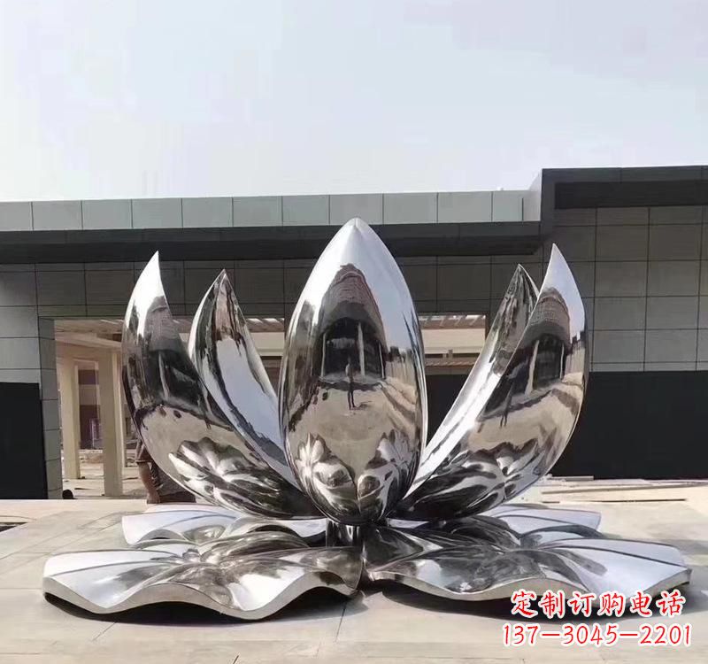 河南不锈钢现代镜面荷花雕塑精美绝伦