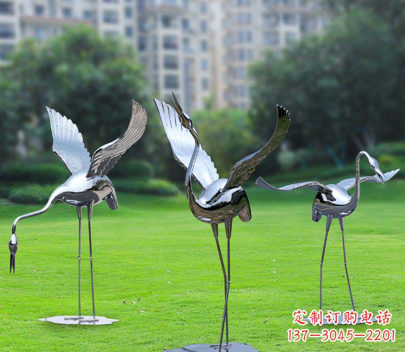 河南不锈钢仙鹤雕塑展现传统文化风采