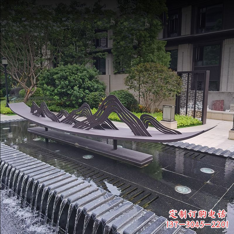 河南不锈钢小船假山抽象景观