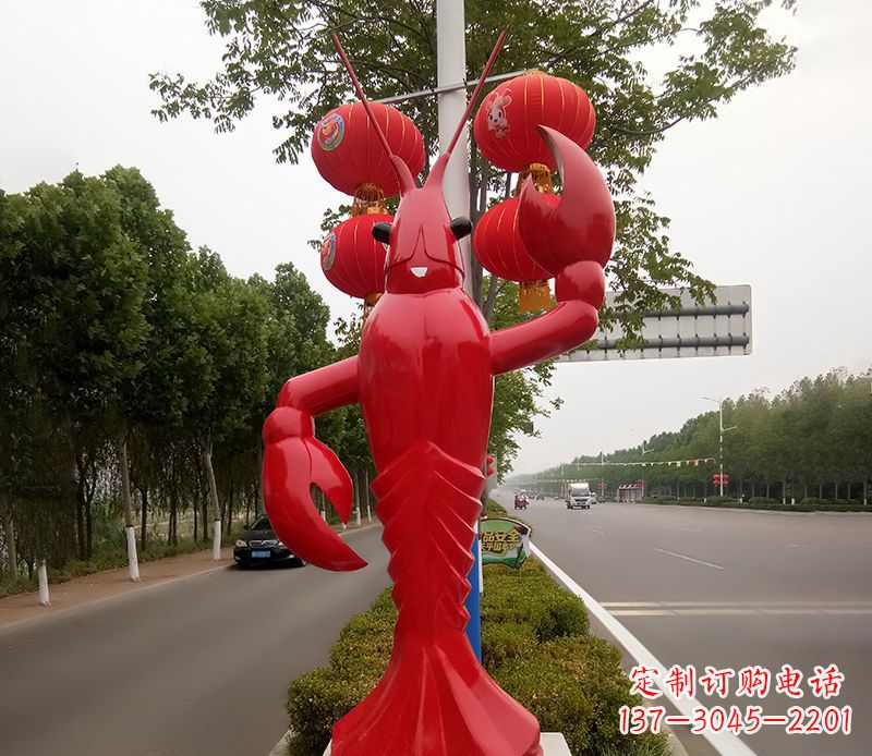 河南不锈钢小龙虾景观雕塑