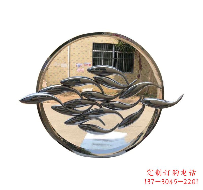河南不锈钢小区抽象鱼和圆环雕塑
