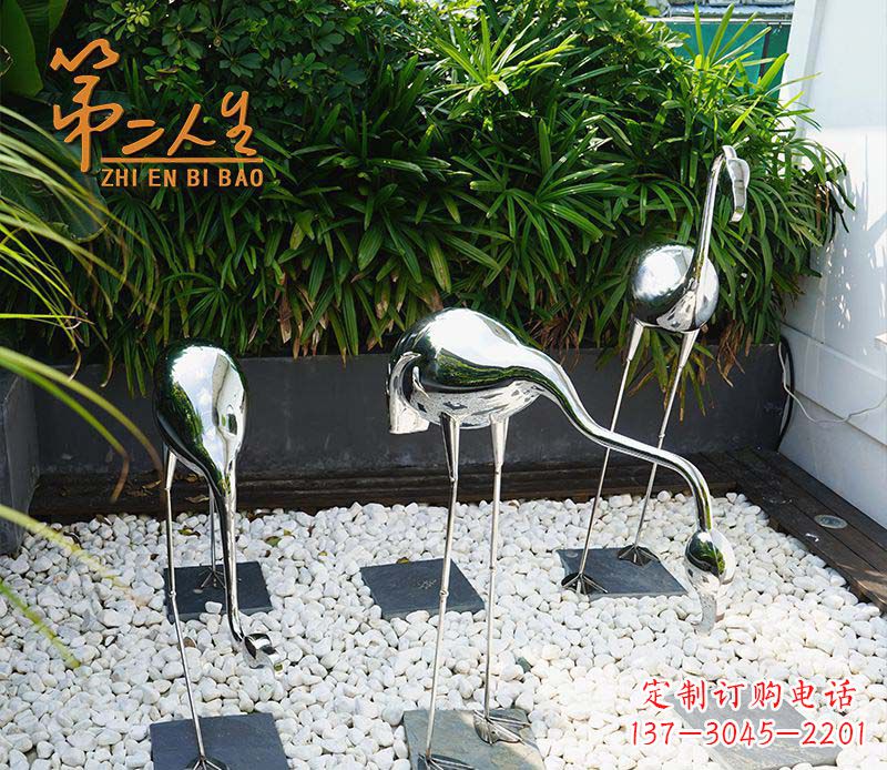 河南不锈钢仙鹤雕塑象征着吉祥和美景