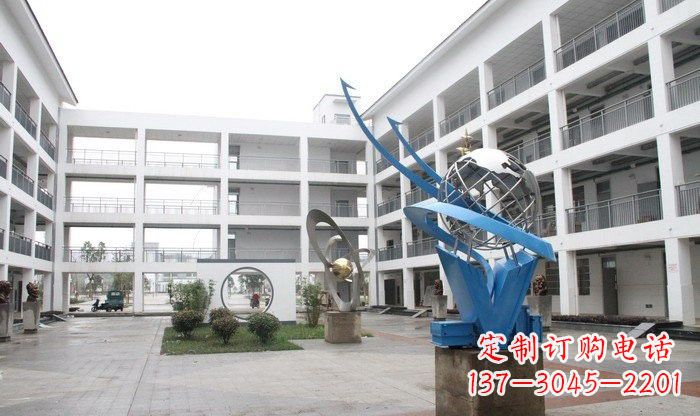 河南不锈钢地球雕塑缔造美丽的校园