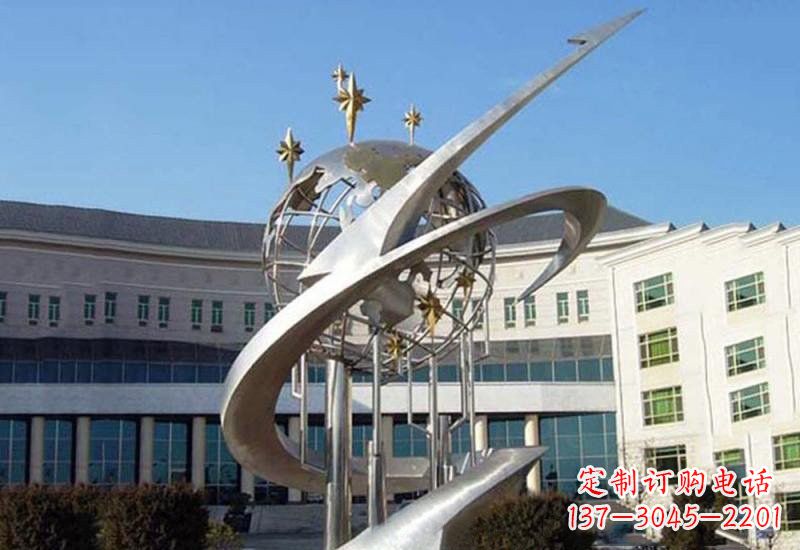 河南不锈钢校园地球雕塑——展示地球之美