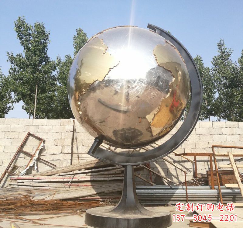 河南不锈钢校园地球仪雕塑校园精神体现