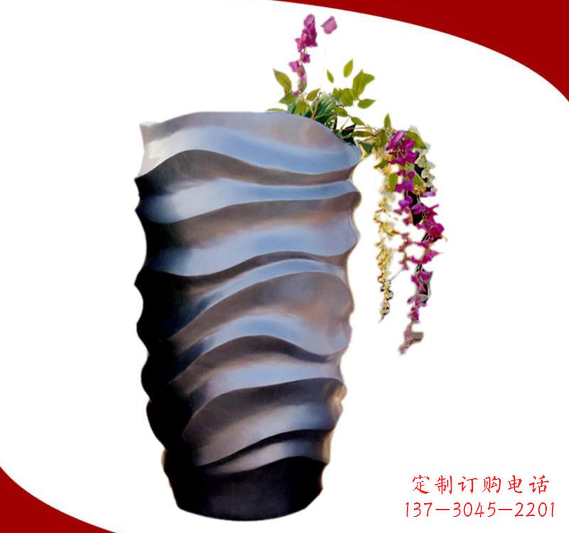 河南不锈钢校园景观花盆雕塑美化校园环境
